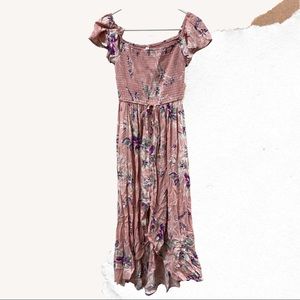 Pink floral maxi dress